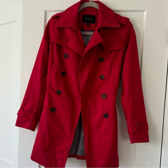 Banana Republic Pop Color Trench Coat Red size XS - Picture 4 of 13